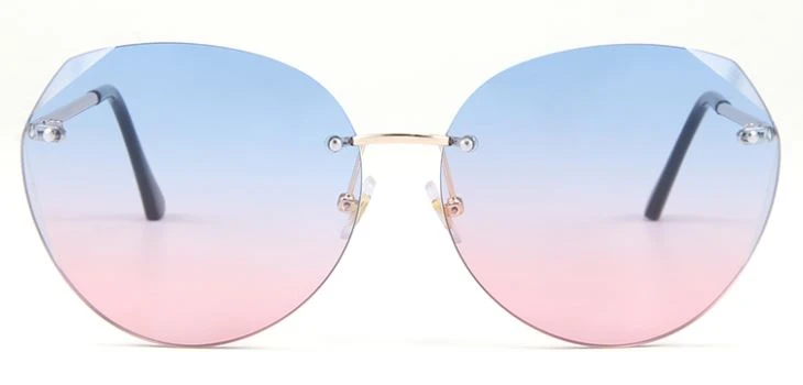 Irregular Rimless Two-color Lens Metal Glasses