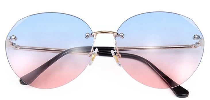 Irregular Rimless Two-color Lens Metal Glasses